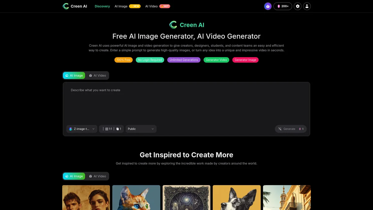 Creen AI: Free AI Image, AI Video