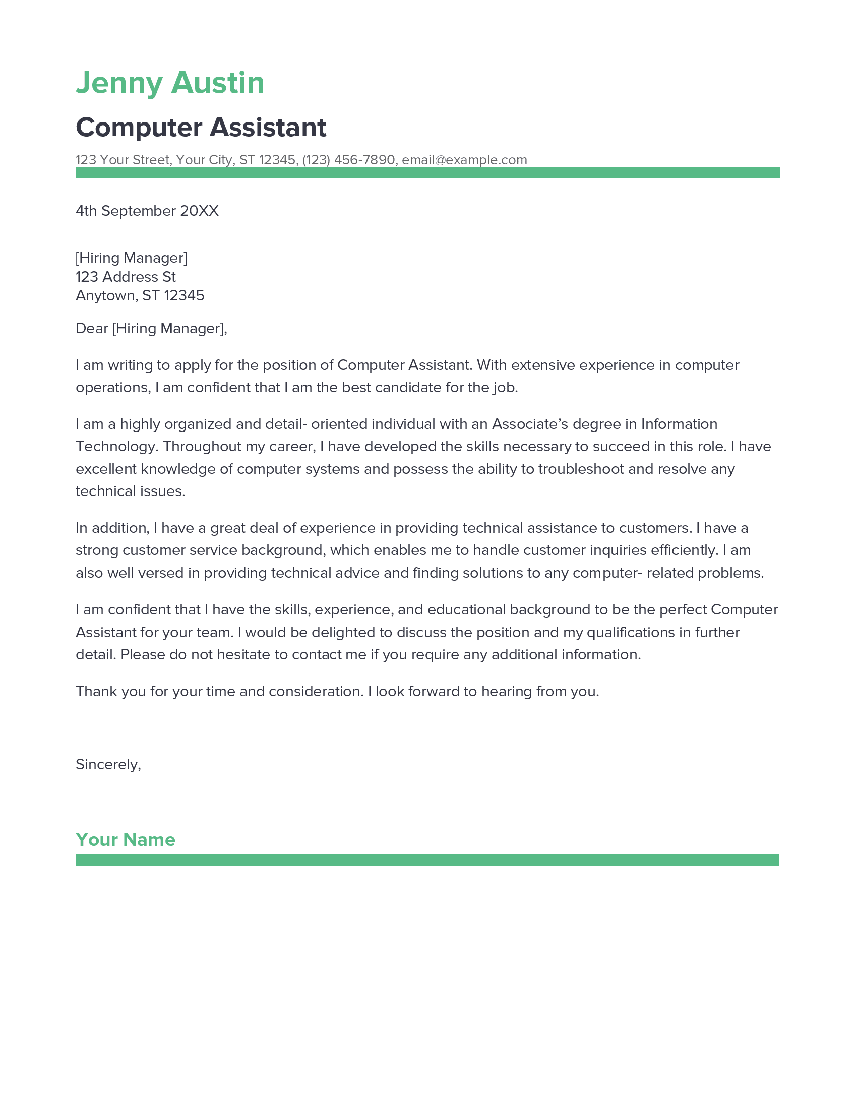 account assistant cover letter sample