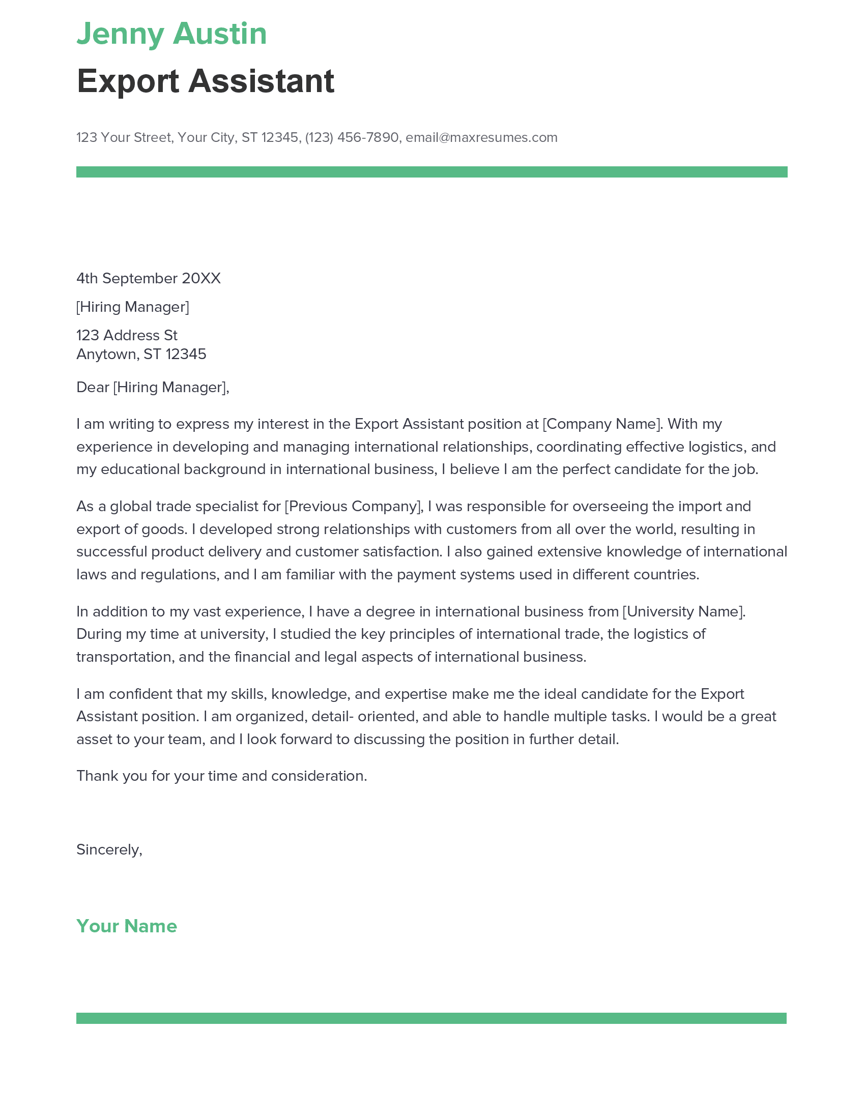 account assistant cover letter sample