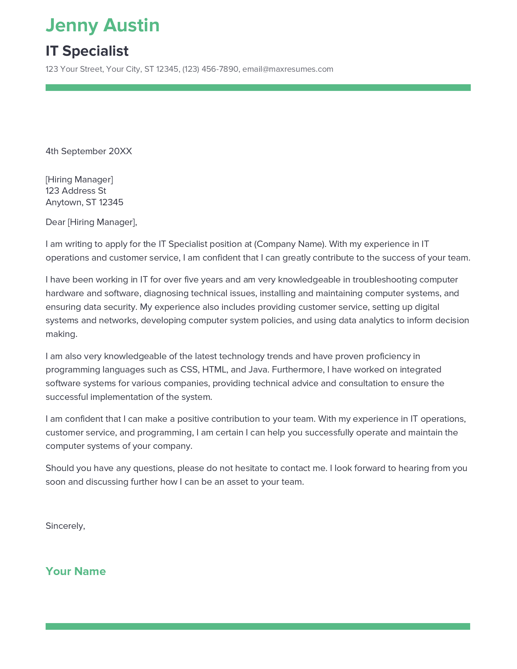 account assistant cover letter sample
