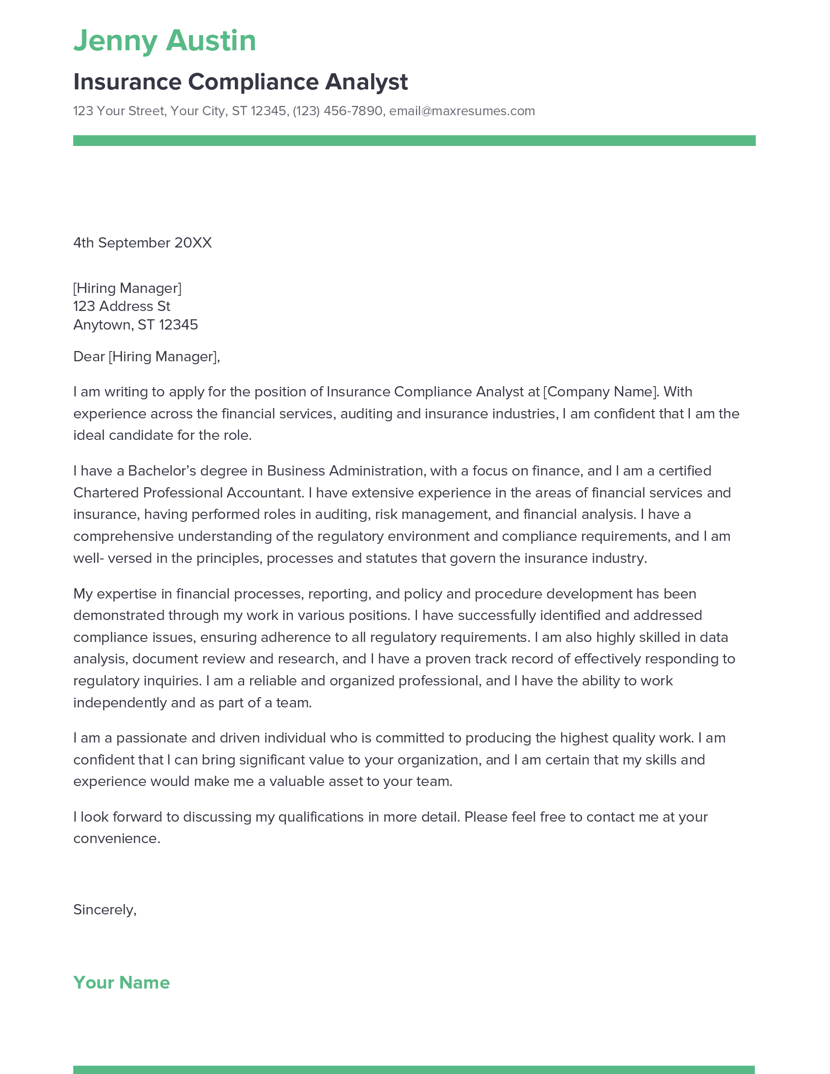 account assistant cover letter sample