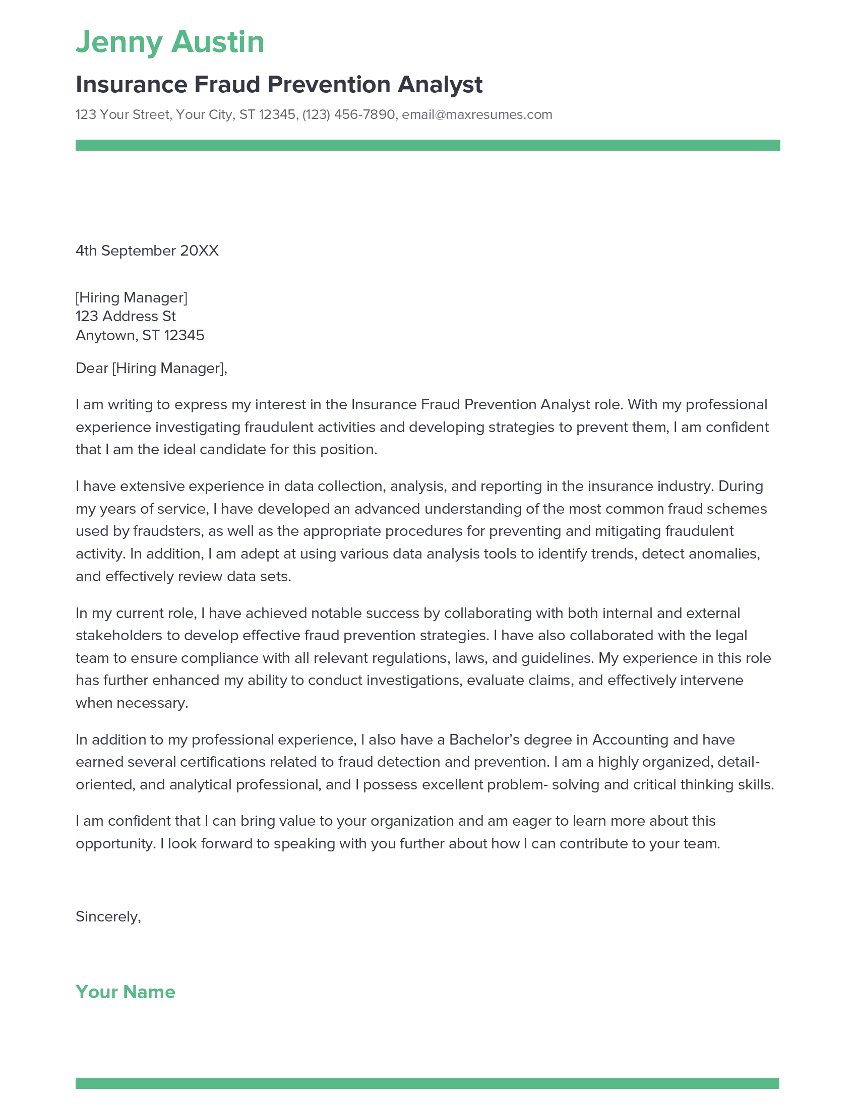 account assistant cover letter sample