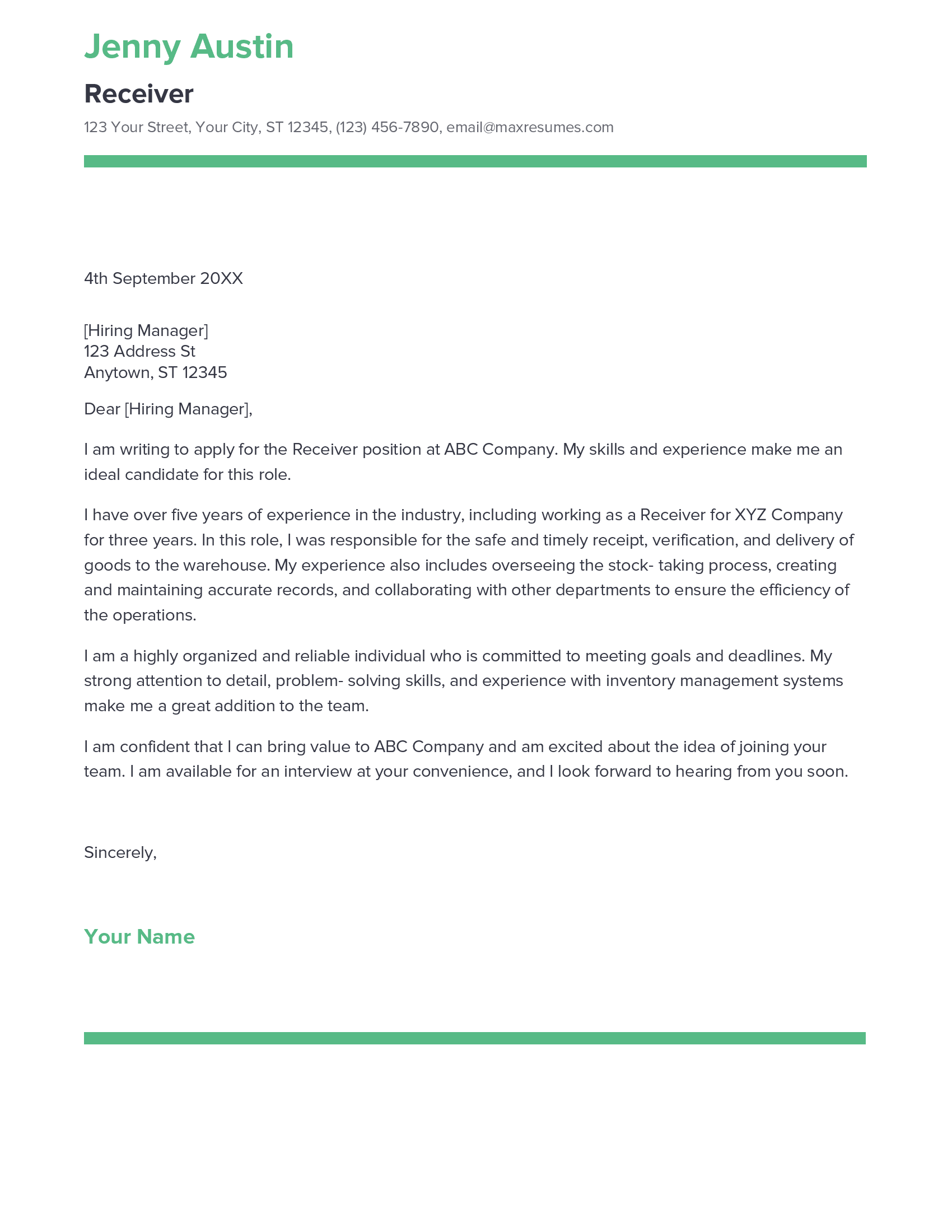 account assistant cover letter sample