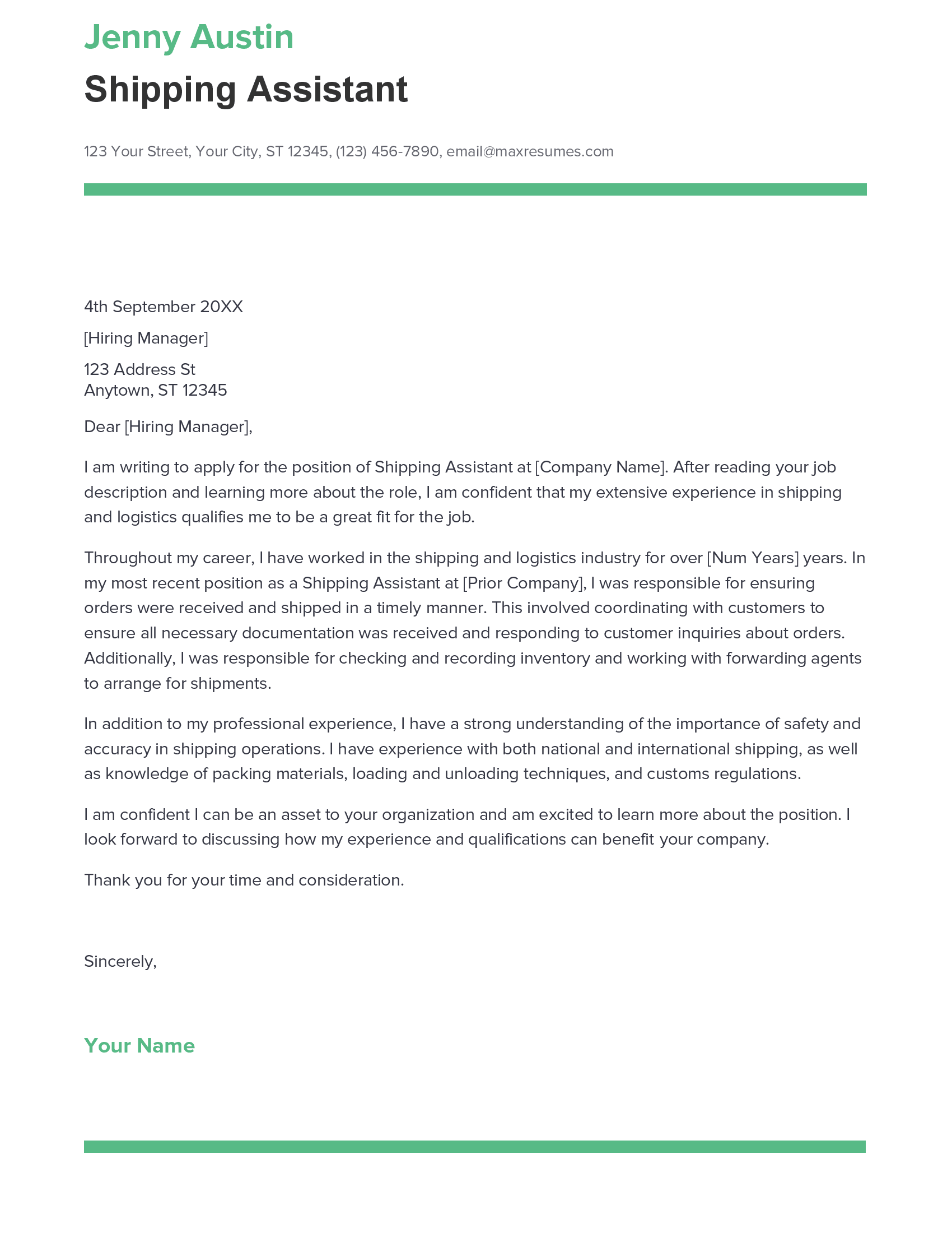 account assistant cover letter sample
