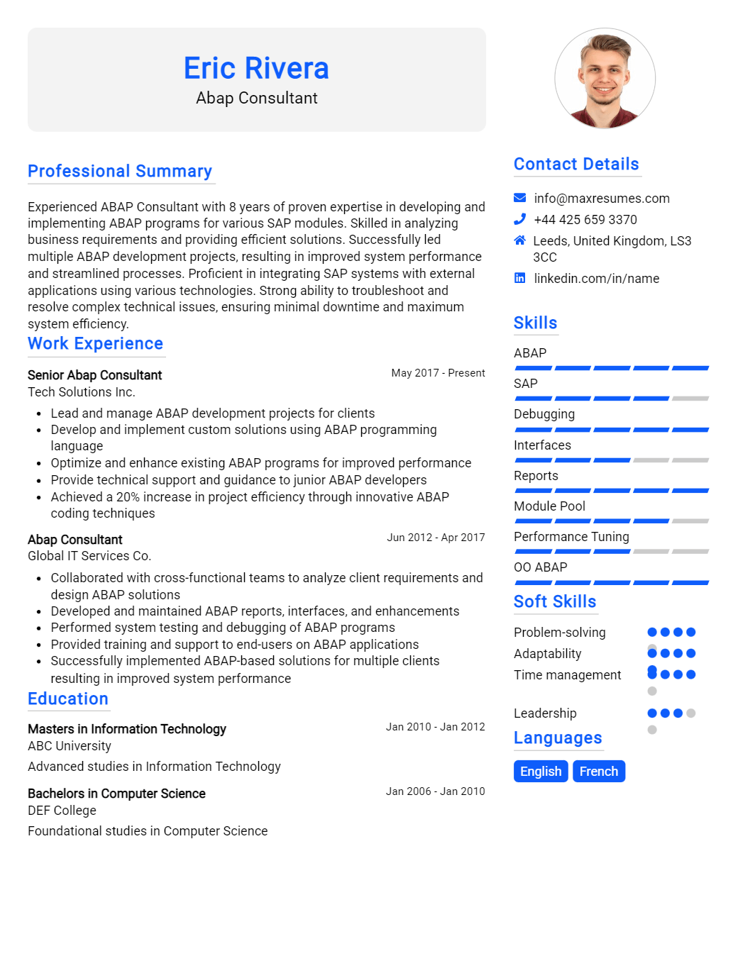 abap-consultant-resume-sample