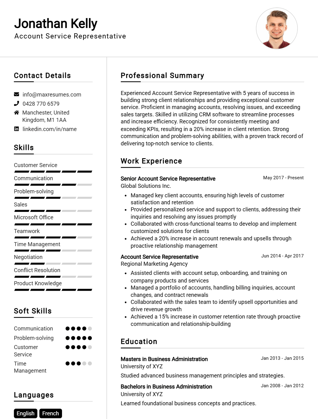 account-service-representative-resume-sample