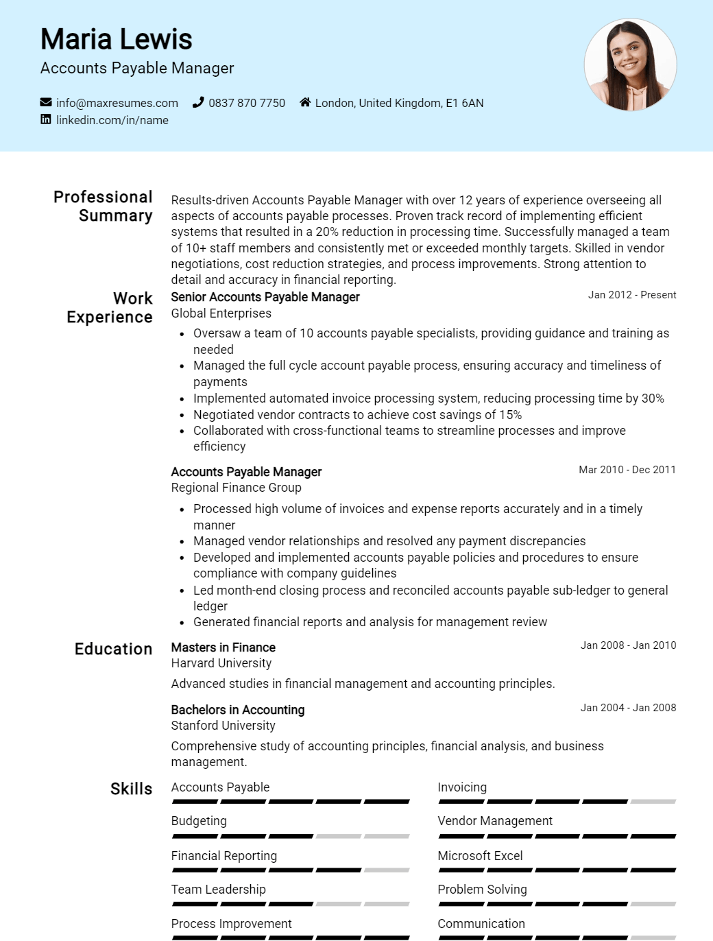 accounts-payable-manager-resume-sample