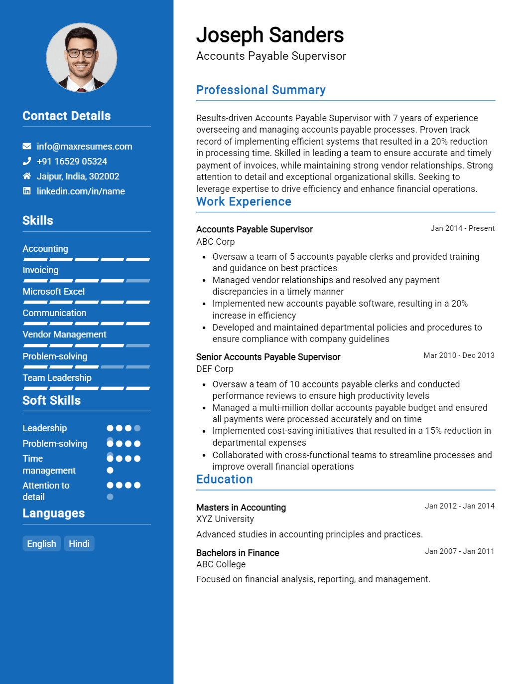 accounts-payable-supervisor-resume-sample