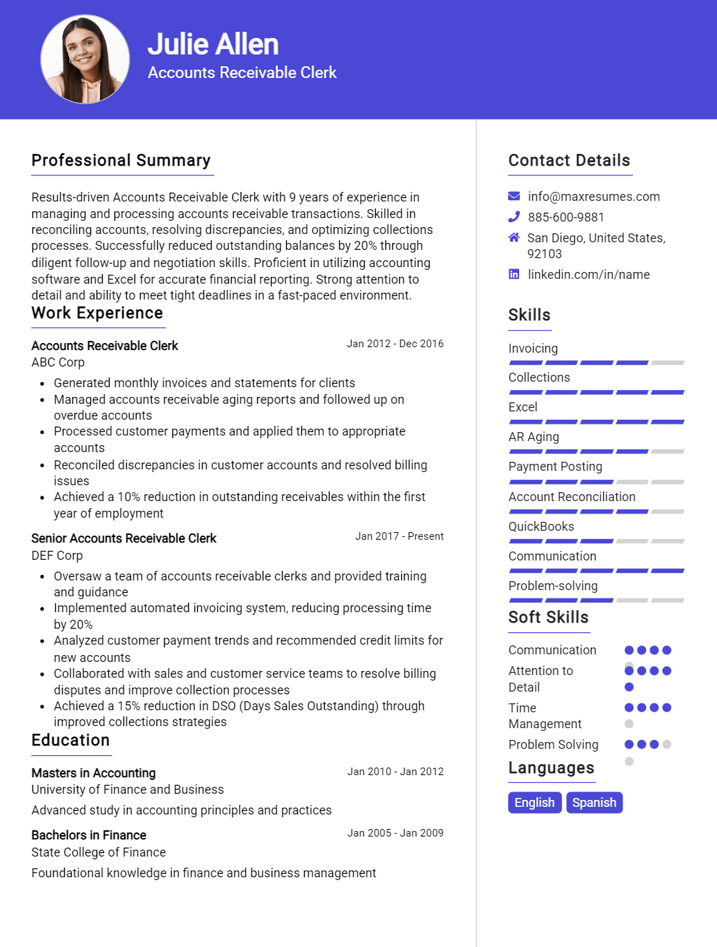 accounts-receivable-clerk-resume-sample