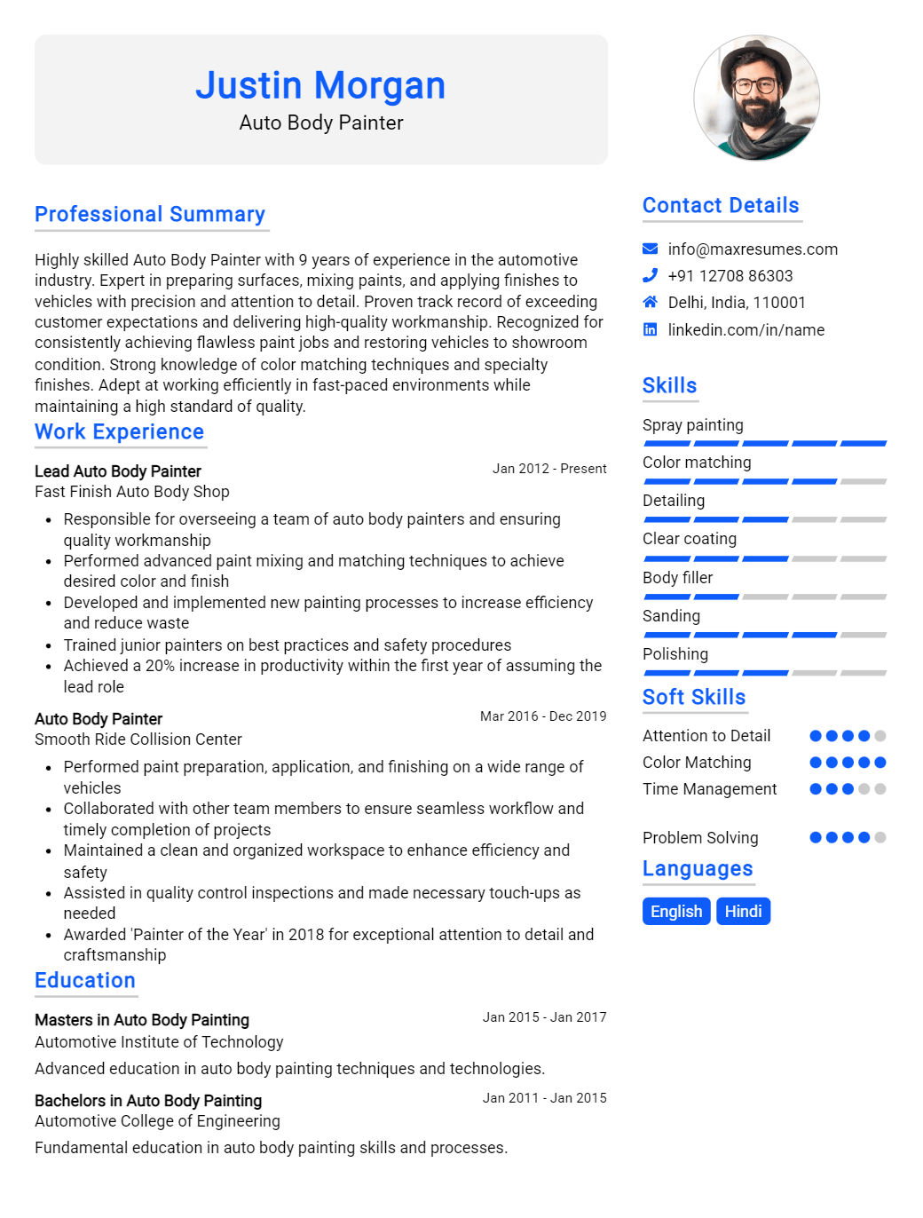 auto-body-painter-resume-sample