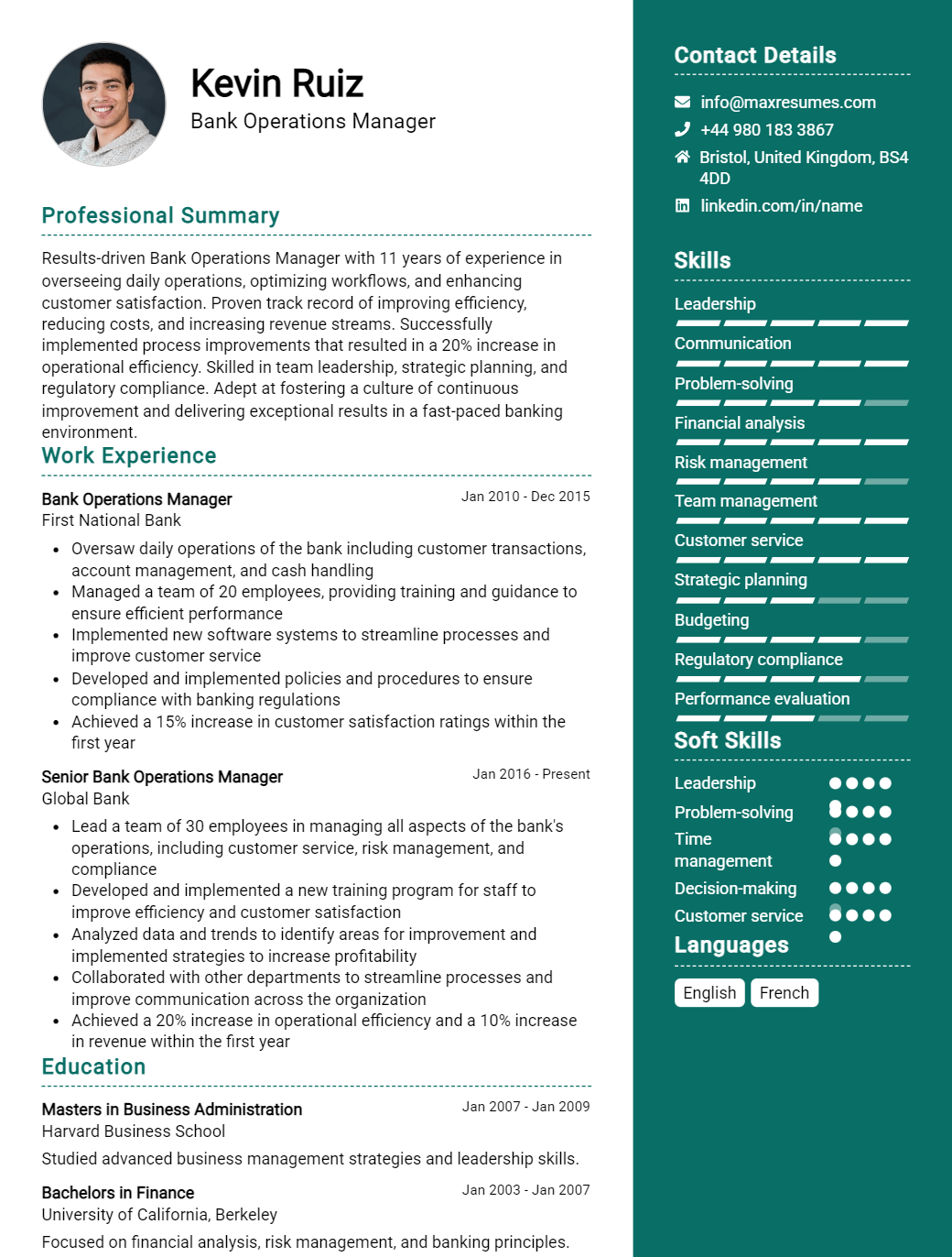 bank-operations-manager-resume-sample