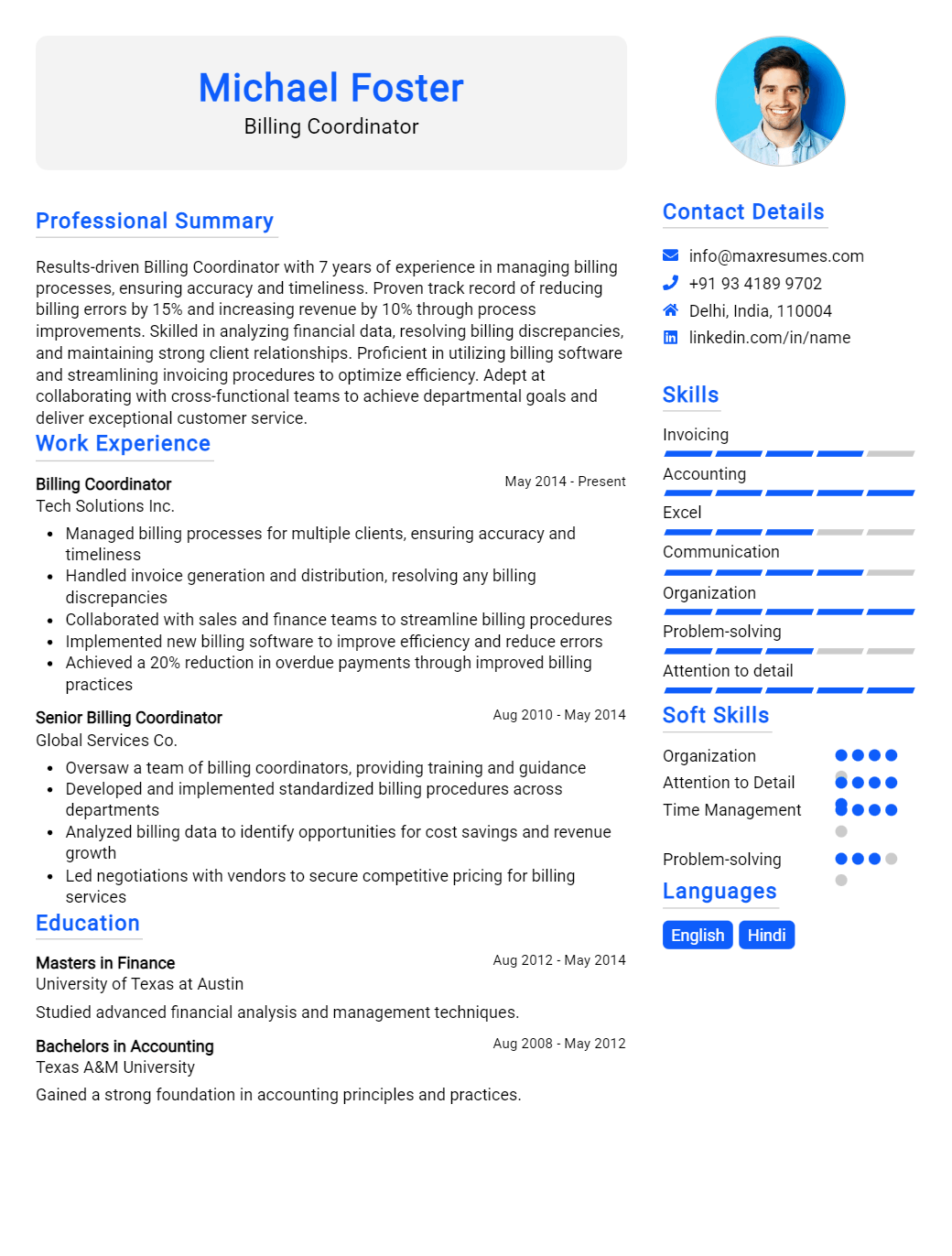 billing-coordinator-resume-sample
