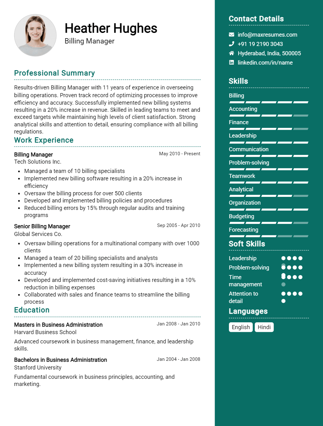 billing-manager-resume-sample