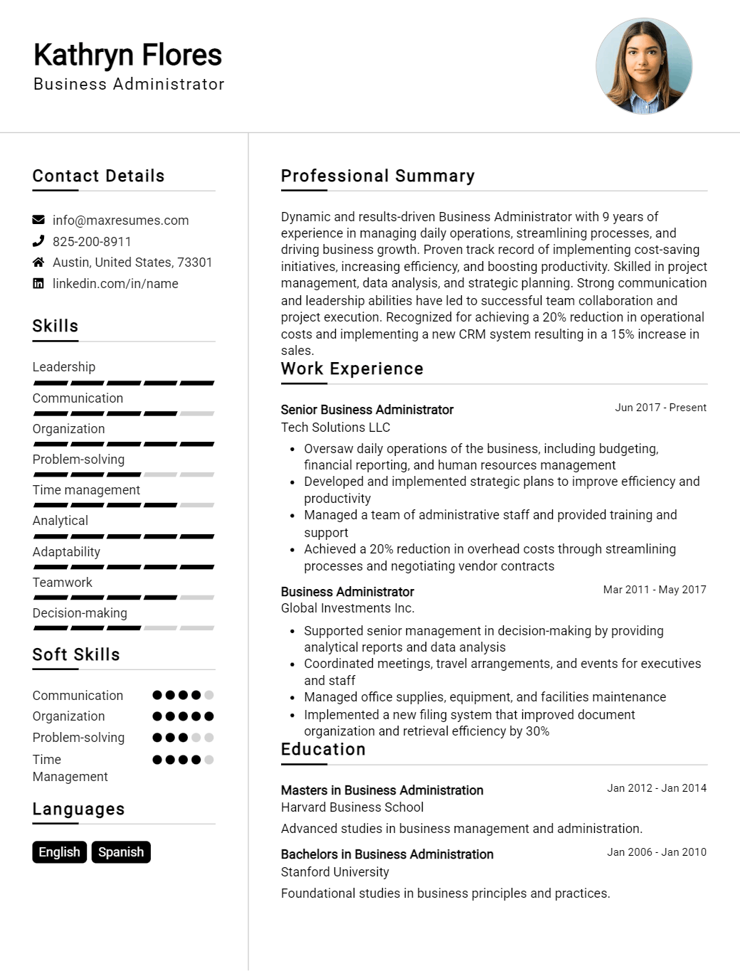 business-administrator-resume-sample