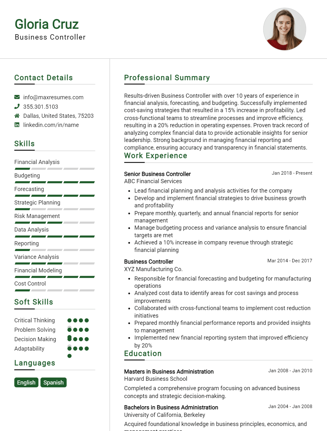 business-controller-resume-sample