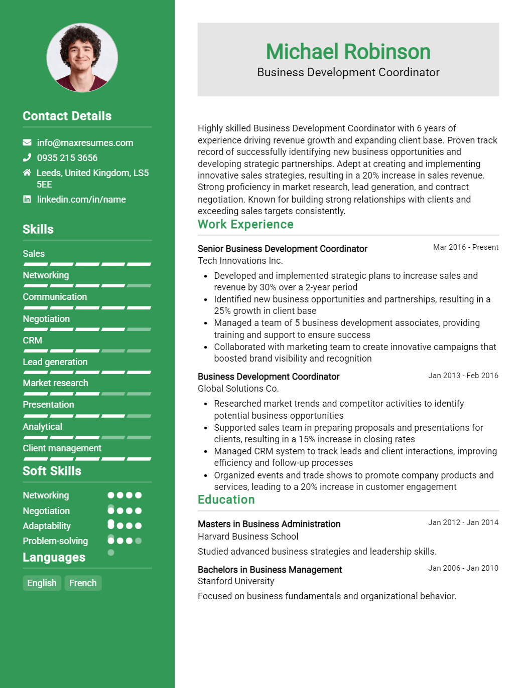 business-development-coordinator-resume-sample