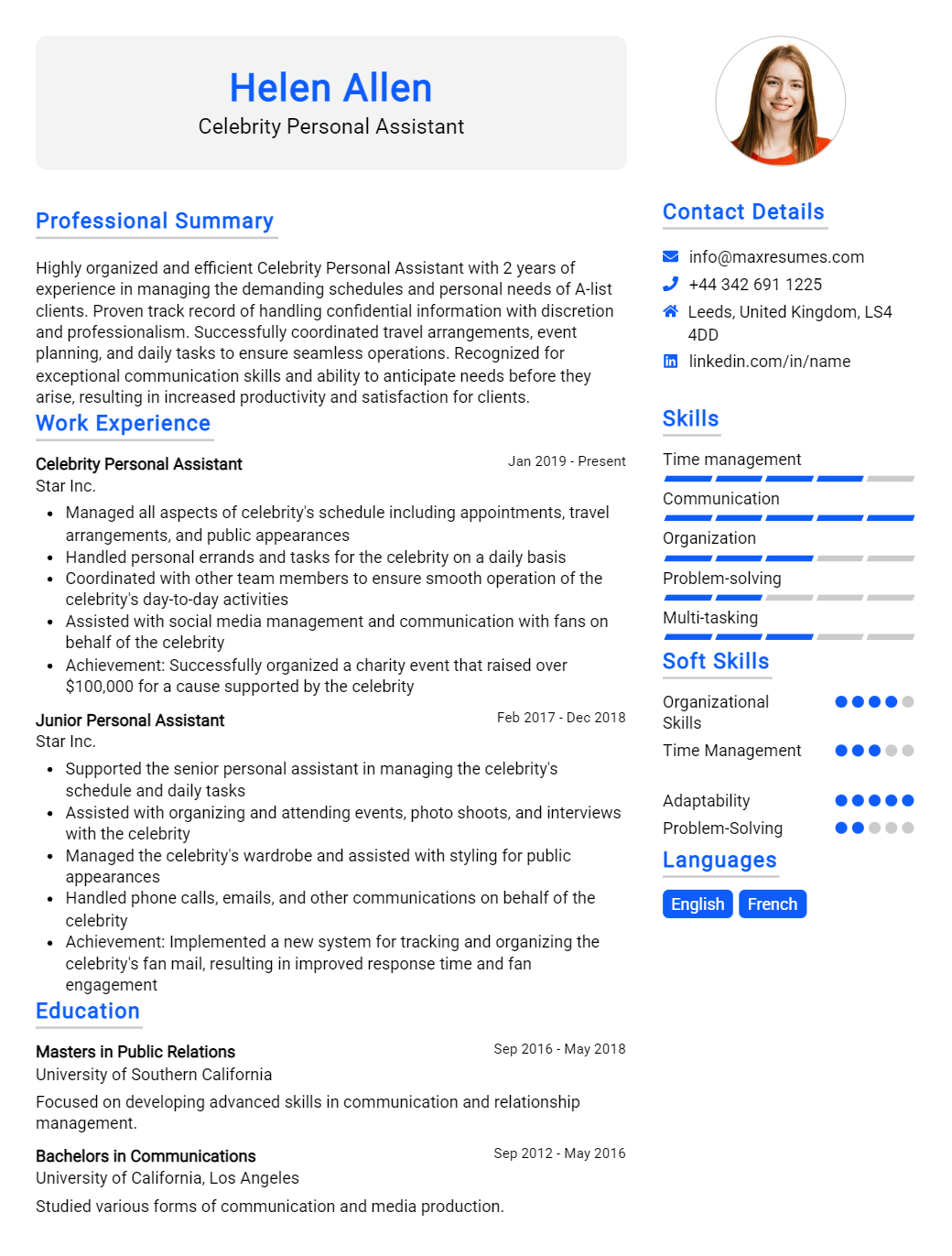 celebrity-personal-assistant-resume-sample