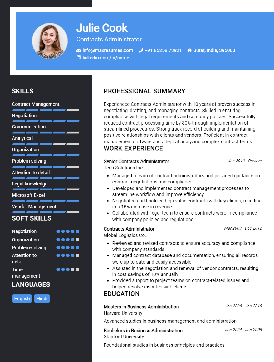 contracts-administrator-resume-sample