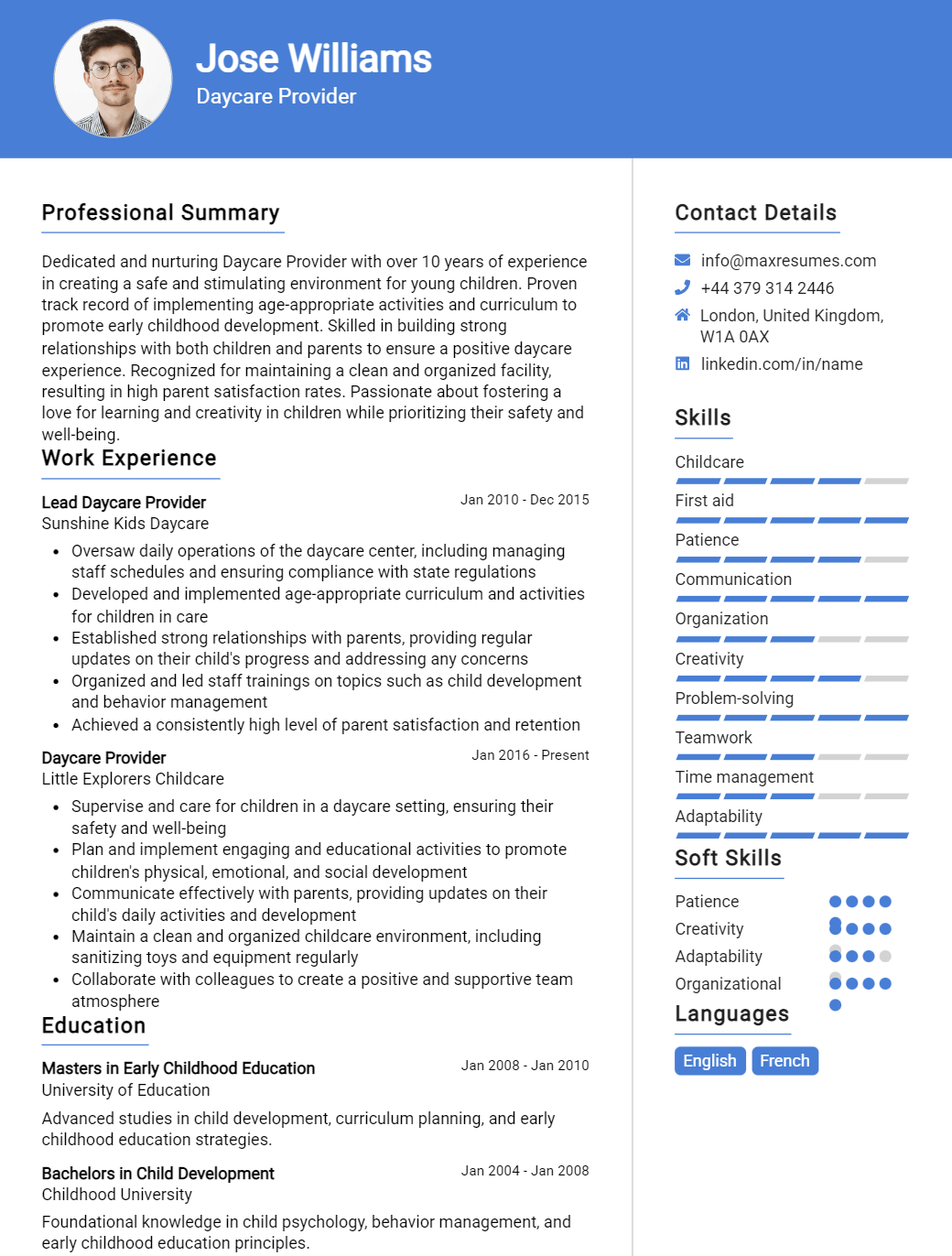 daycare-provider-resume-sample