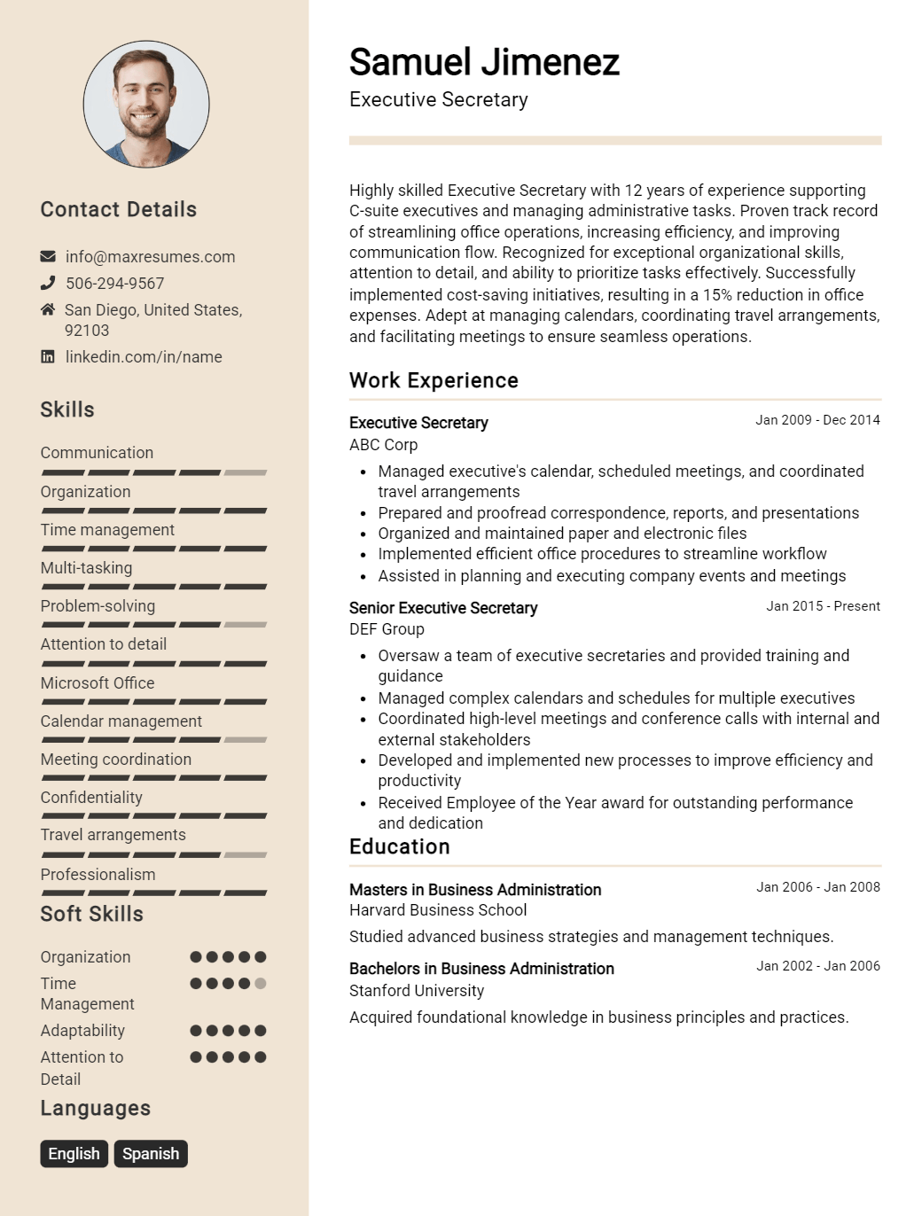 executive-secretary-resume-sample