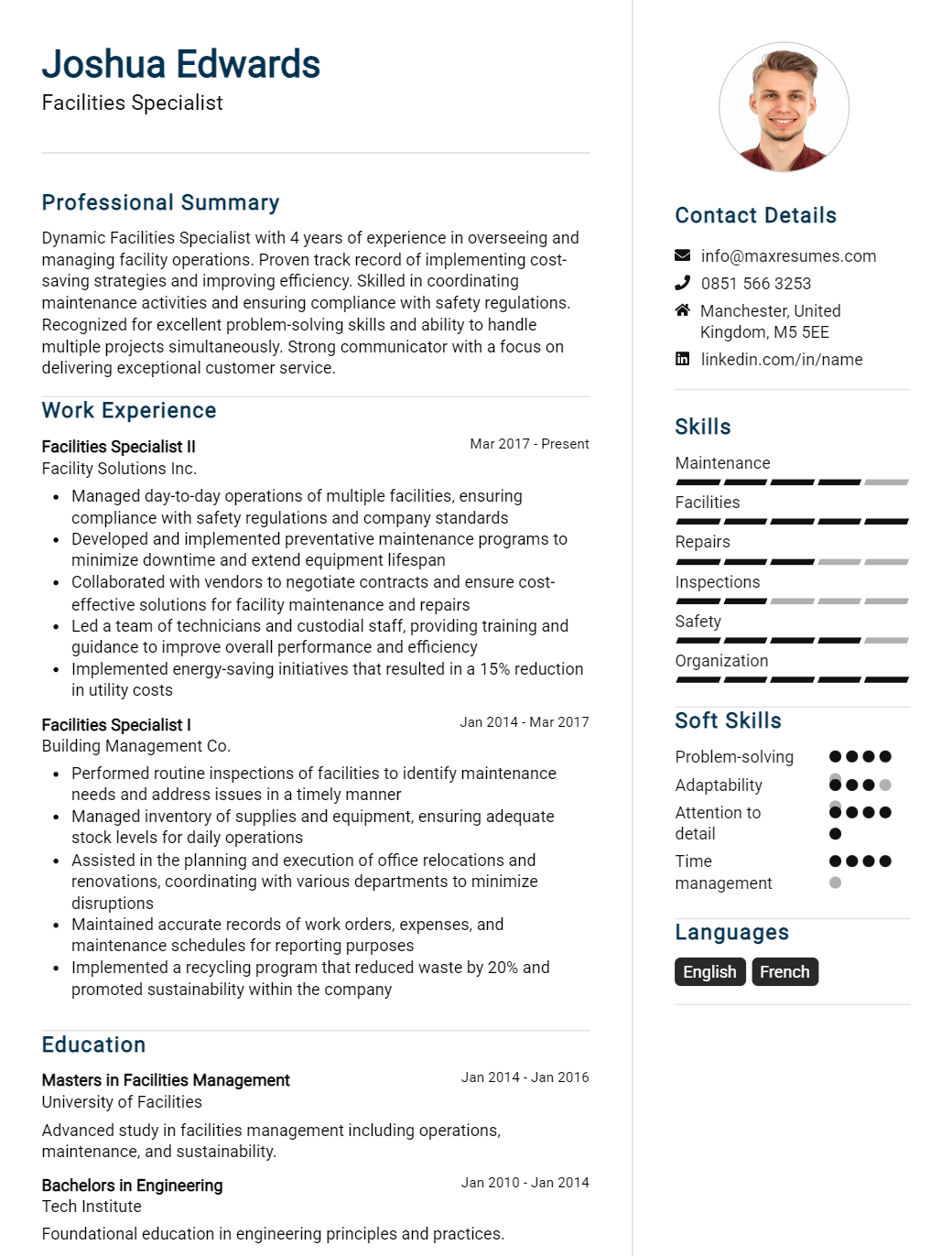 facilities-specialist-resume-sample