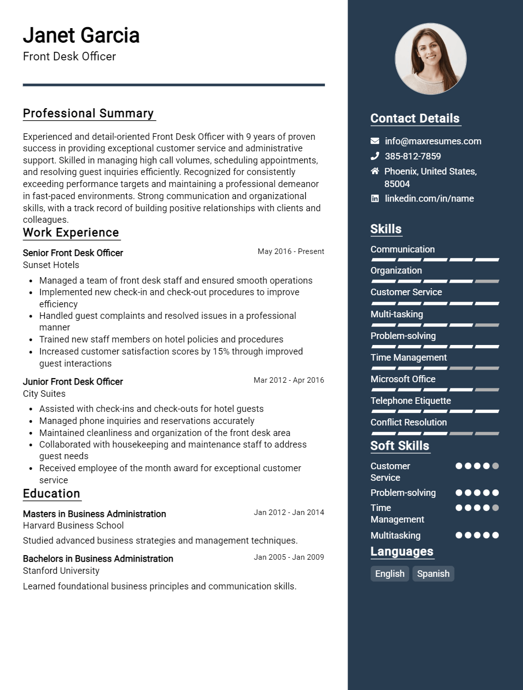 front-desk-officer-resume-sample