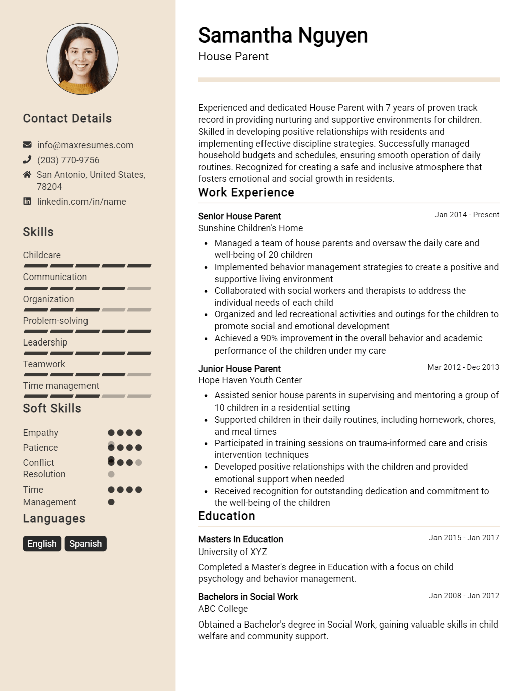 house-parent-resume-sample