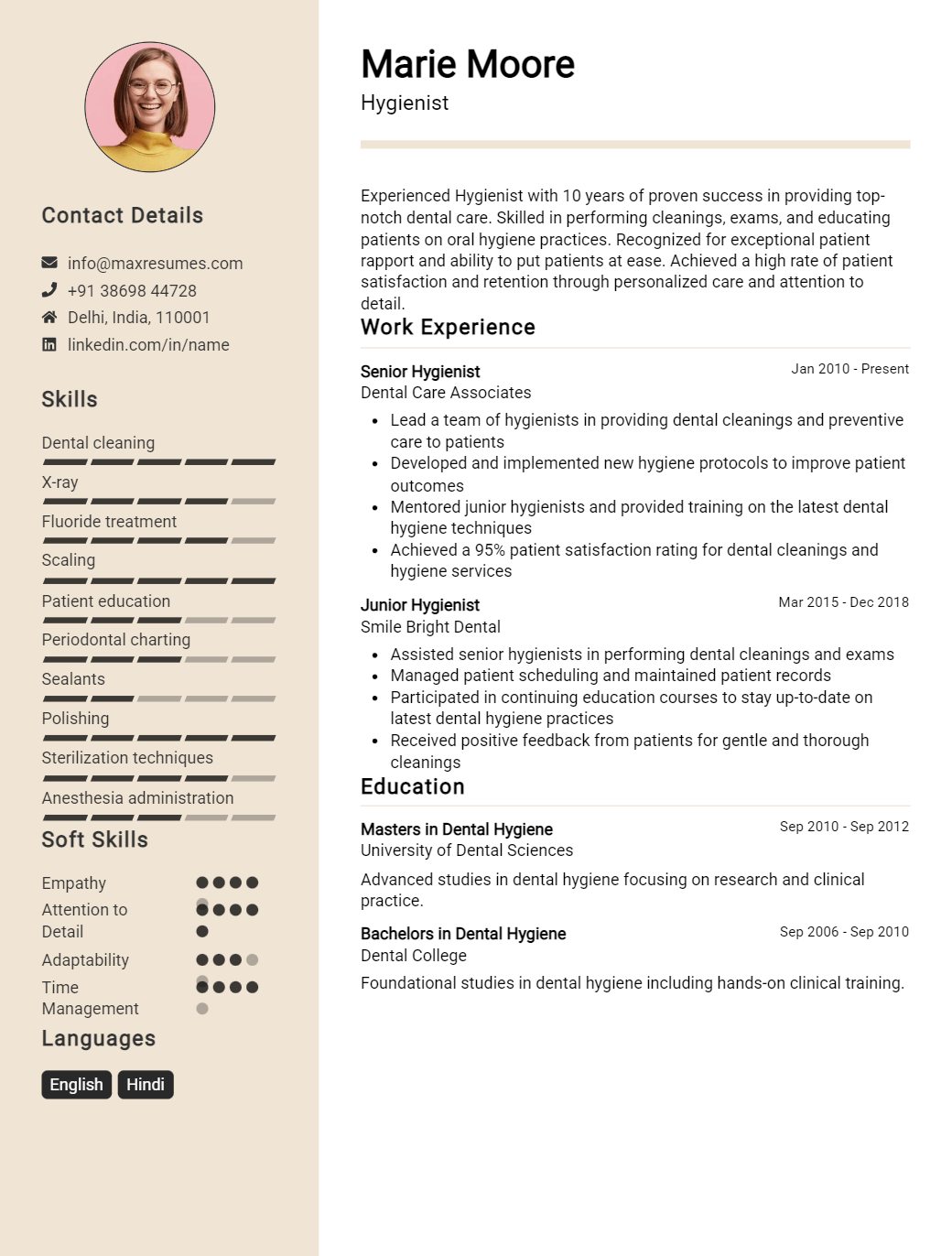 hygienist-resume-sample