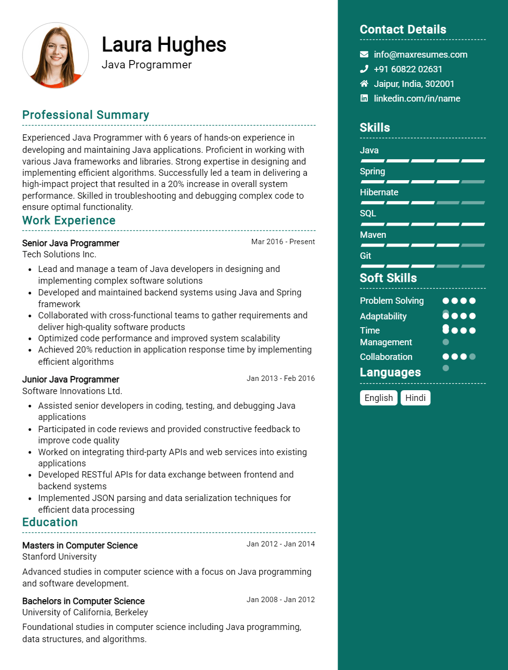 java-programmer-resume-sample