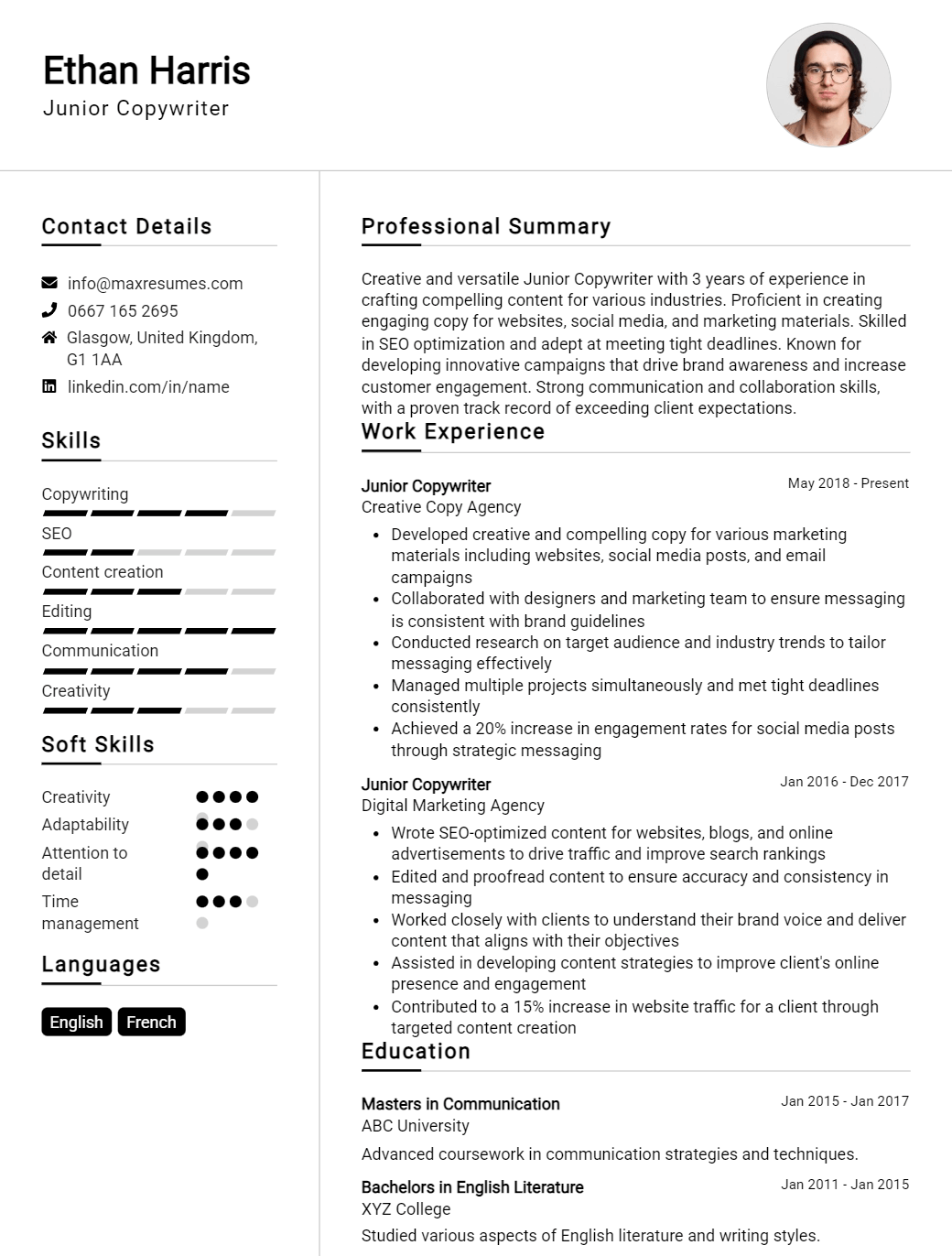 junior-copywriter-resume-sample