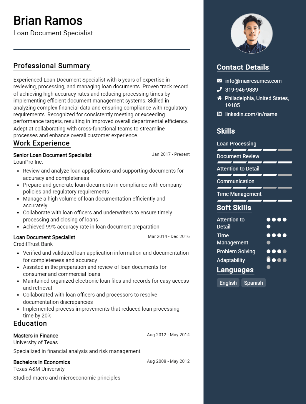 loan-document-specialist-resume-sample