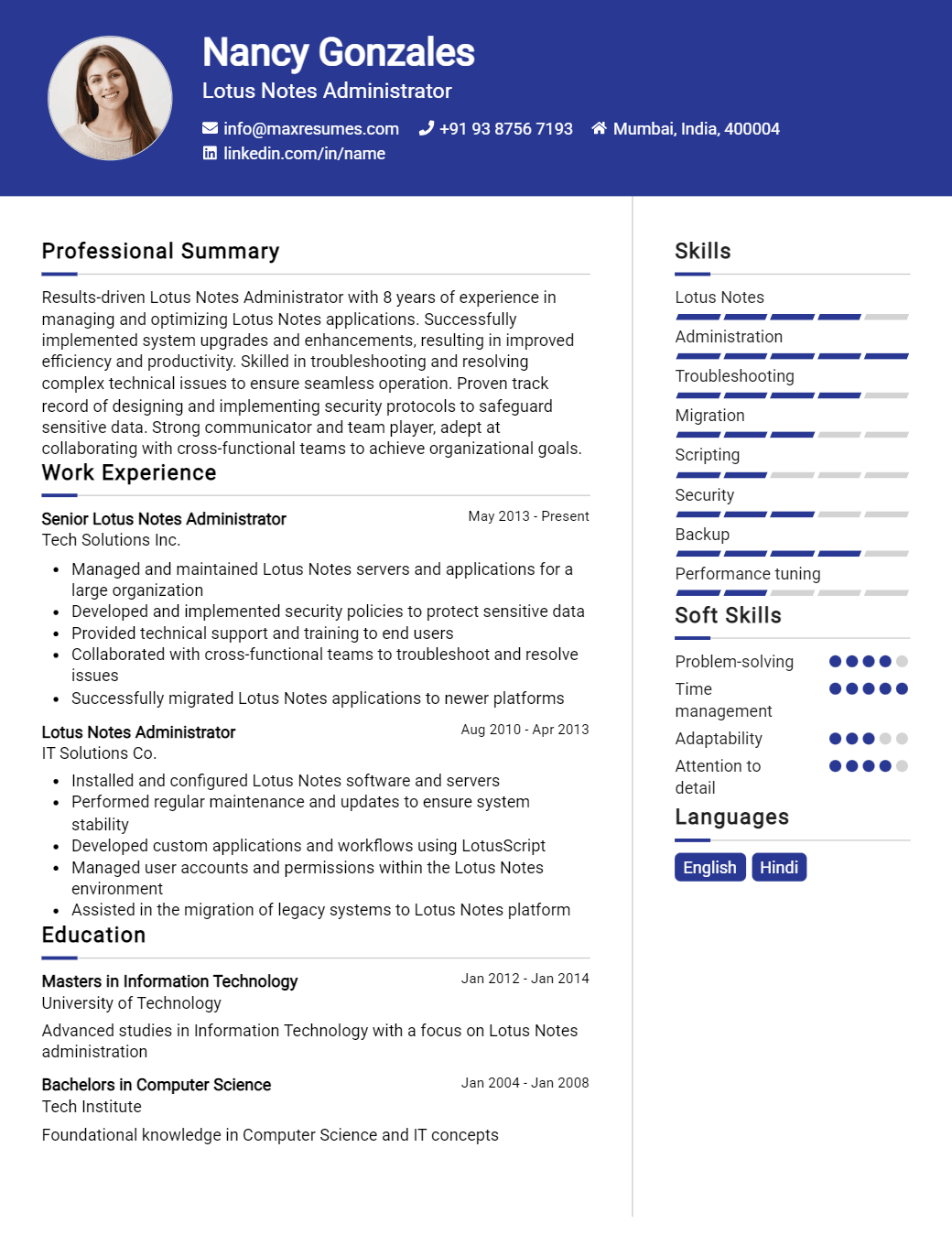 lotus-notes-administrator-resume-sample