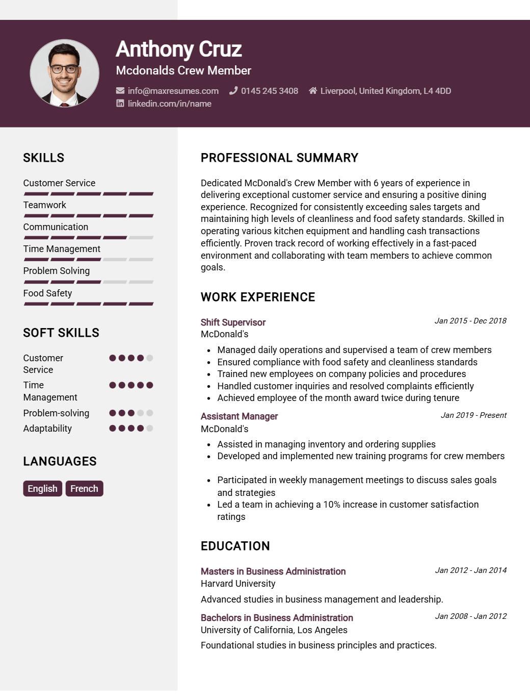 mcdonalds-crew-member-resume-sample