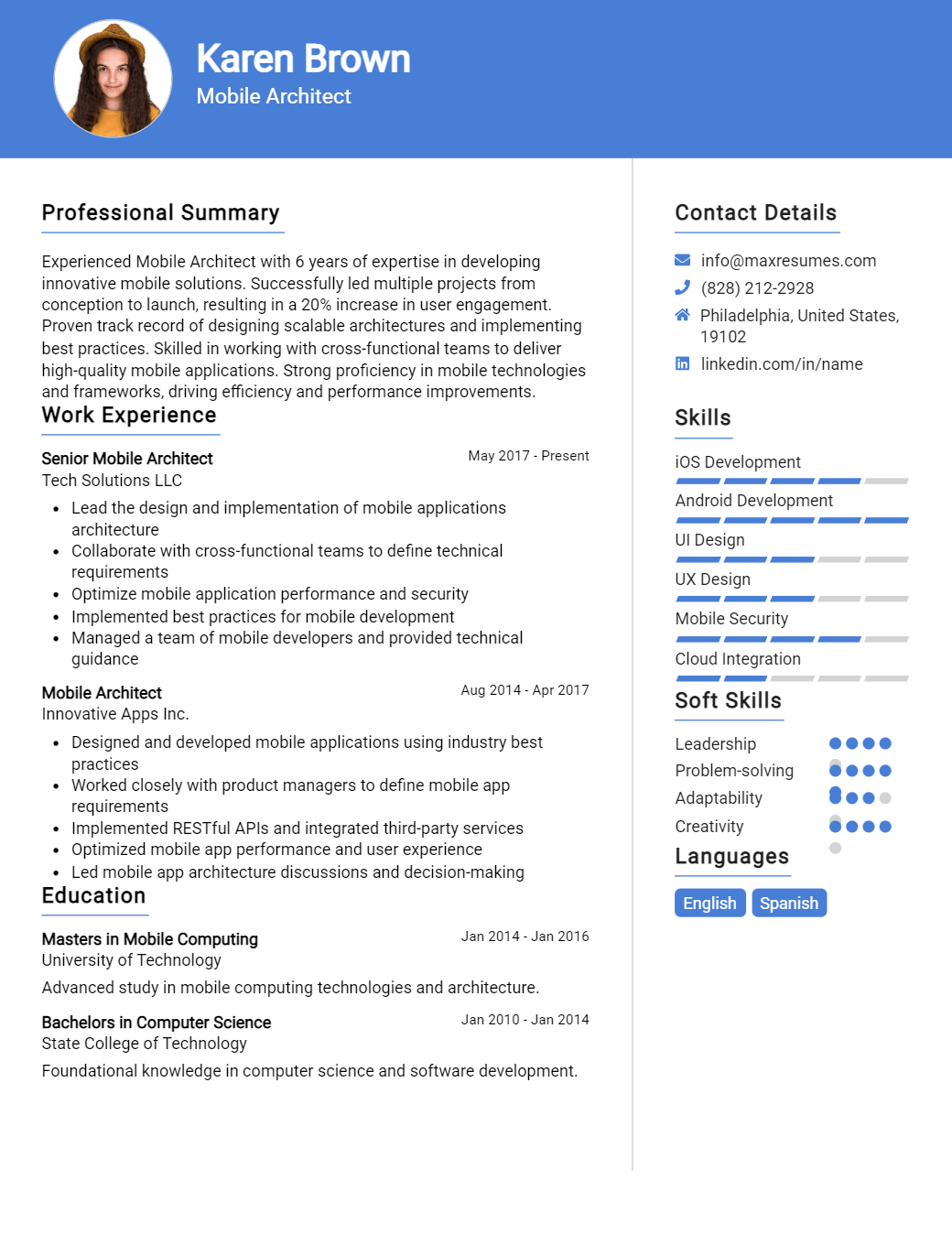 mobile-architect-resume-sample