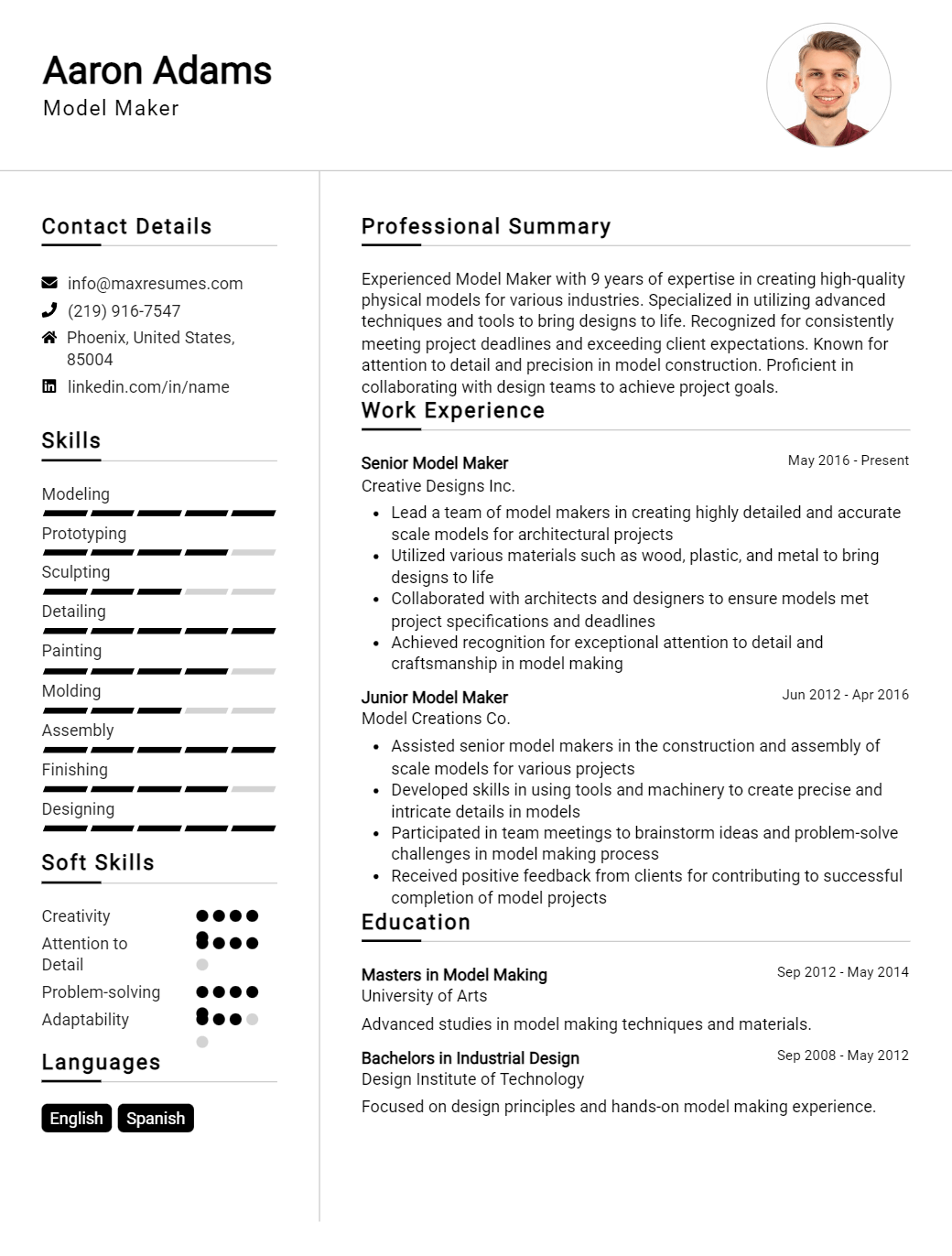 model-maker-resume-sample