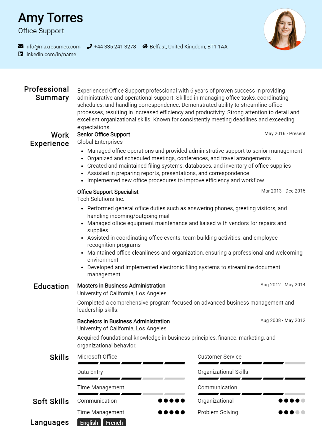 office-support-resume-sample