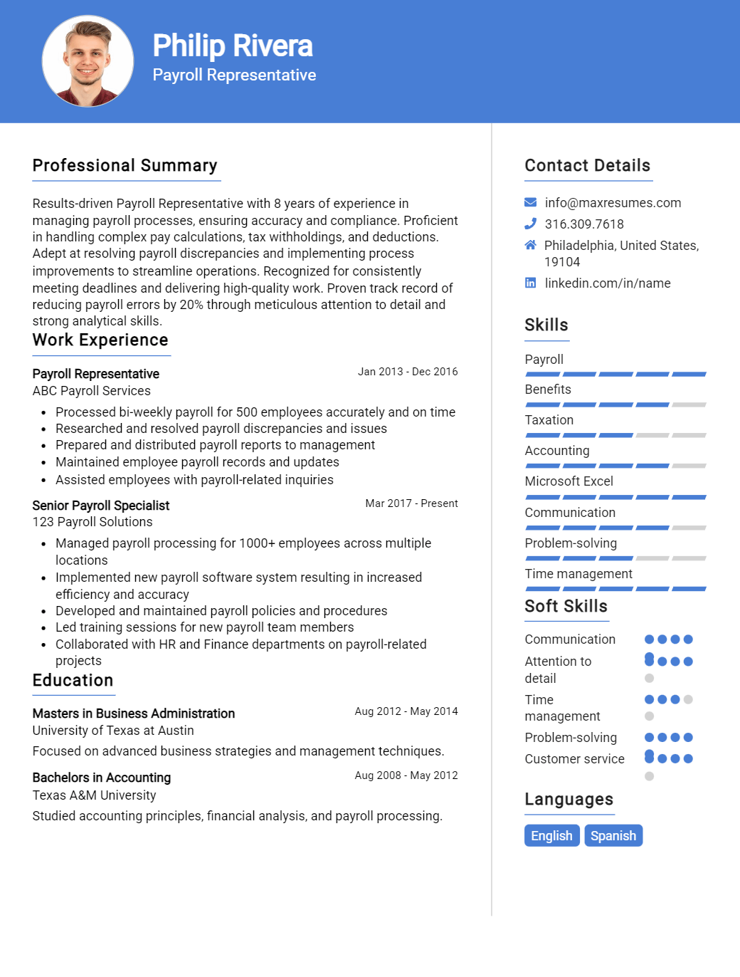 payroll-representative-resume-sample