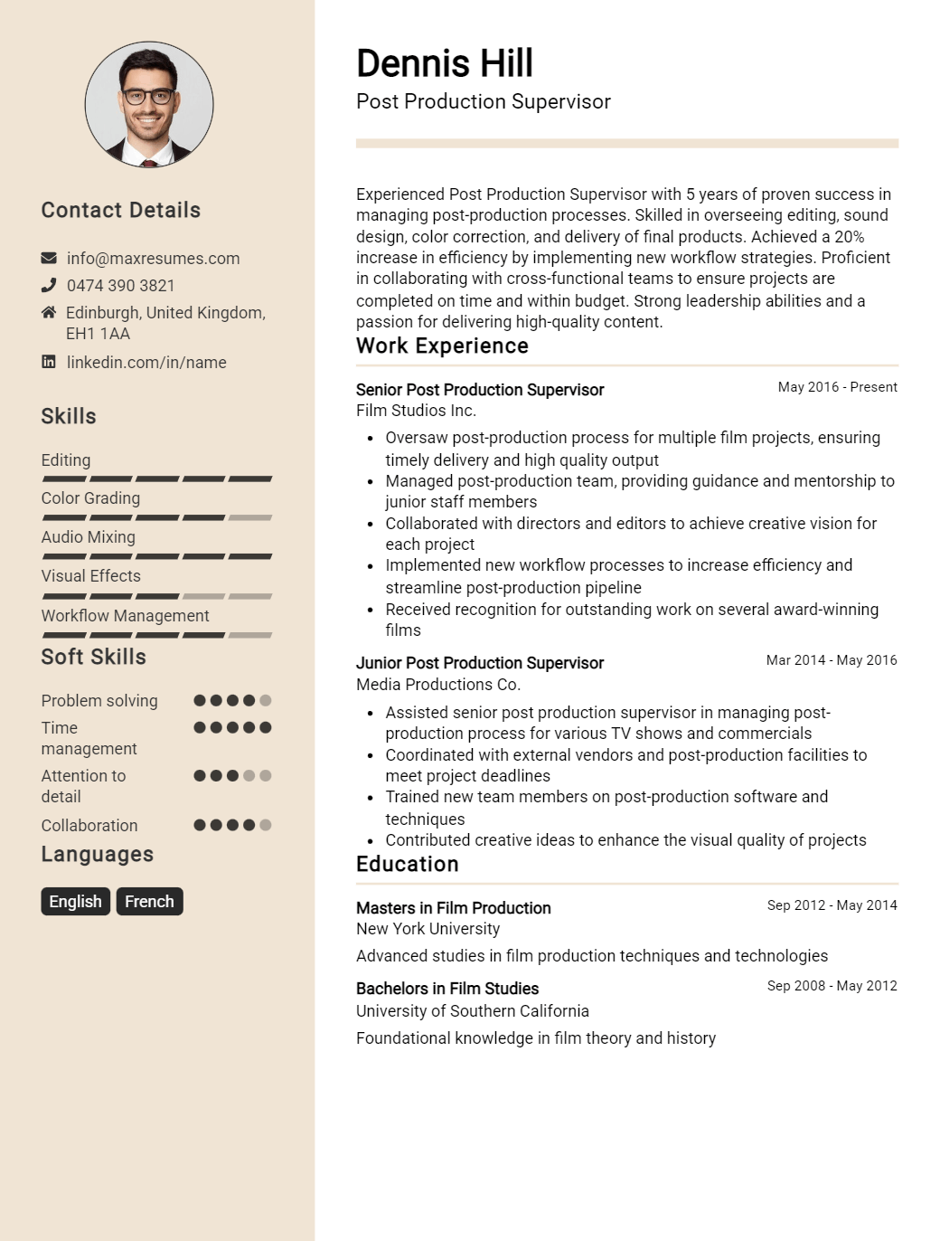 post-production-supervisor-resume-sample
