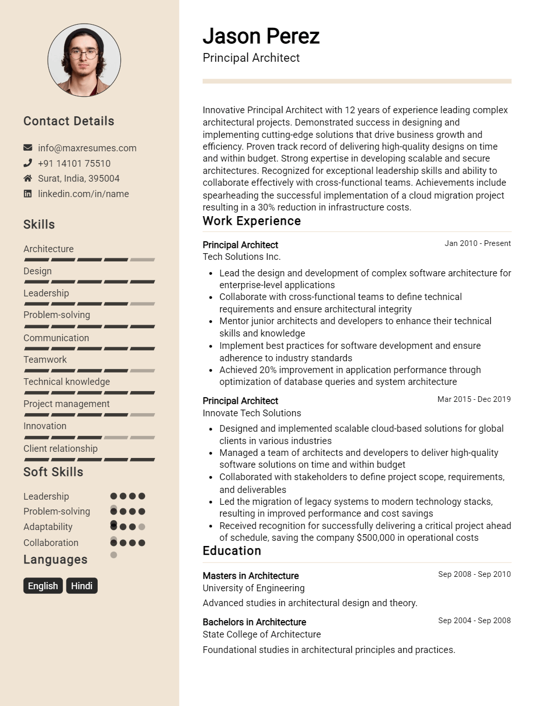 principal-architect-resume-sample