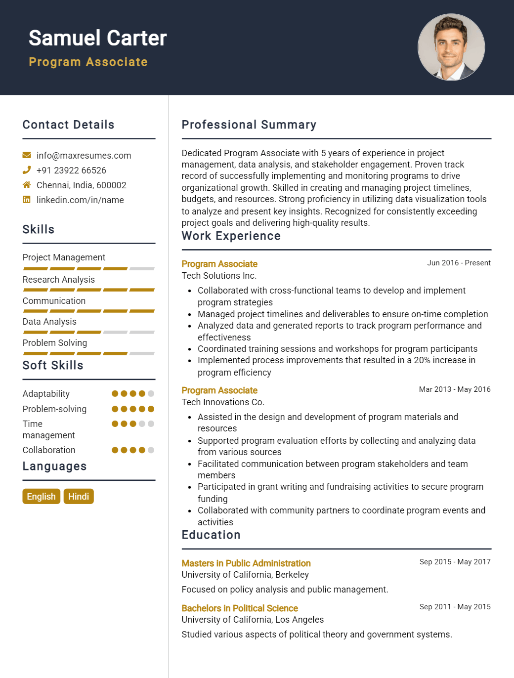 program-associate-resume-sample