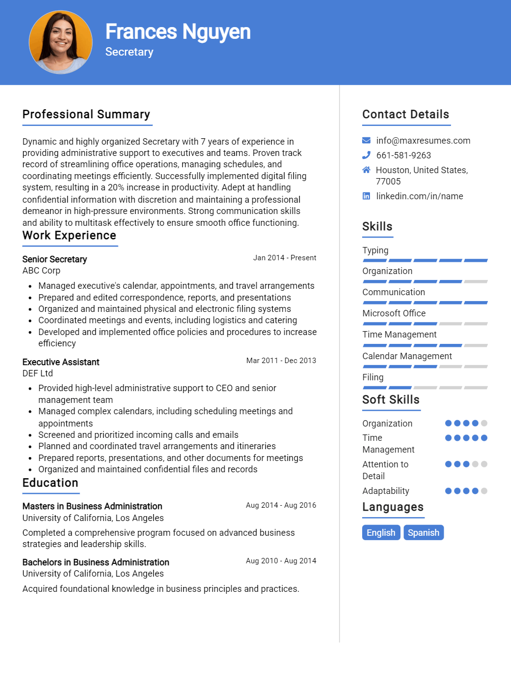secretary-resume-sample