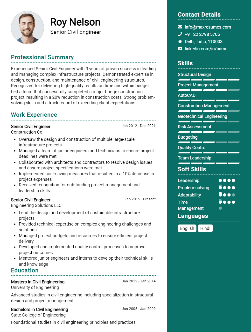 senior-civil-engineer-resume-sample