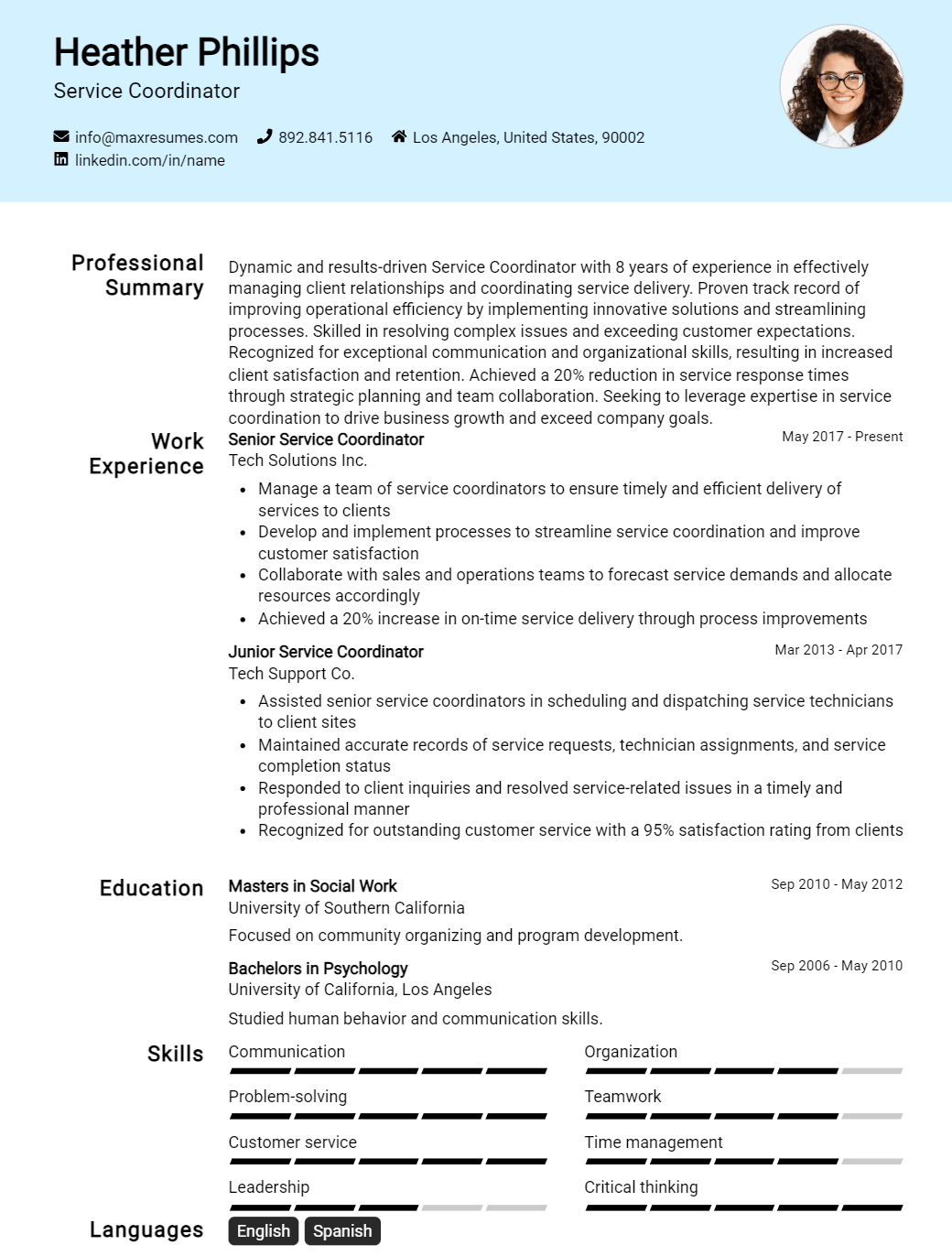 service-coordinator-resume-sample
