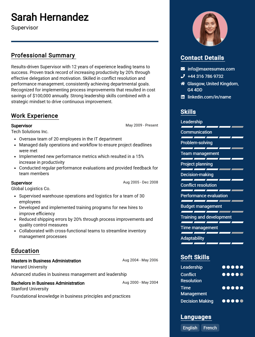 supervisor-resume-sample