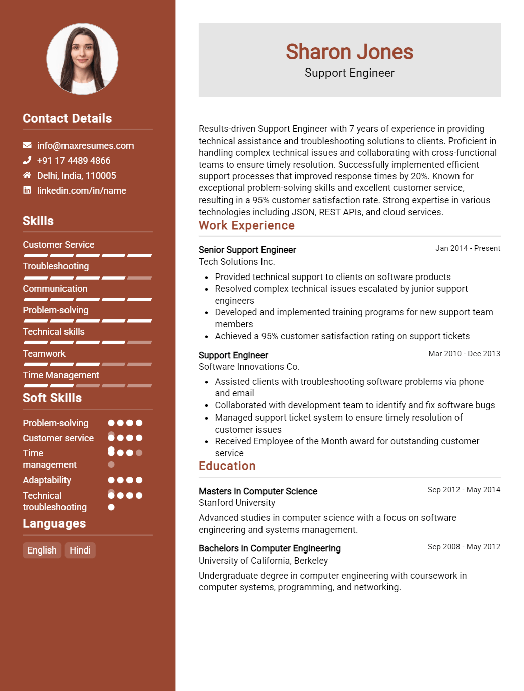 support-engineer-resume-sample