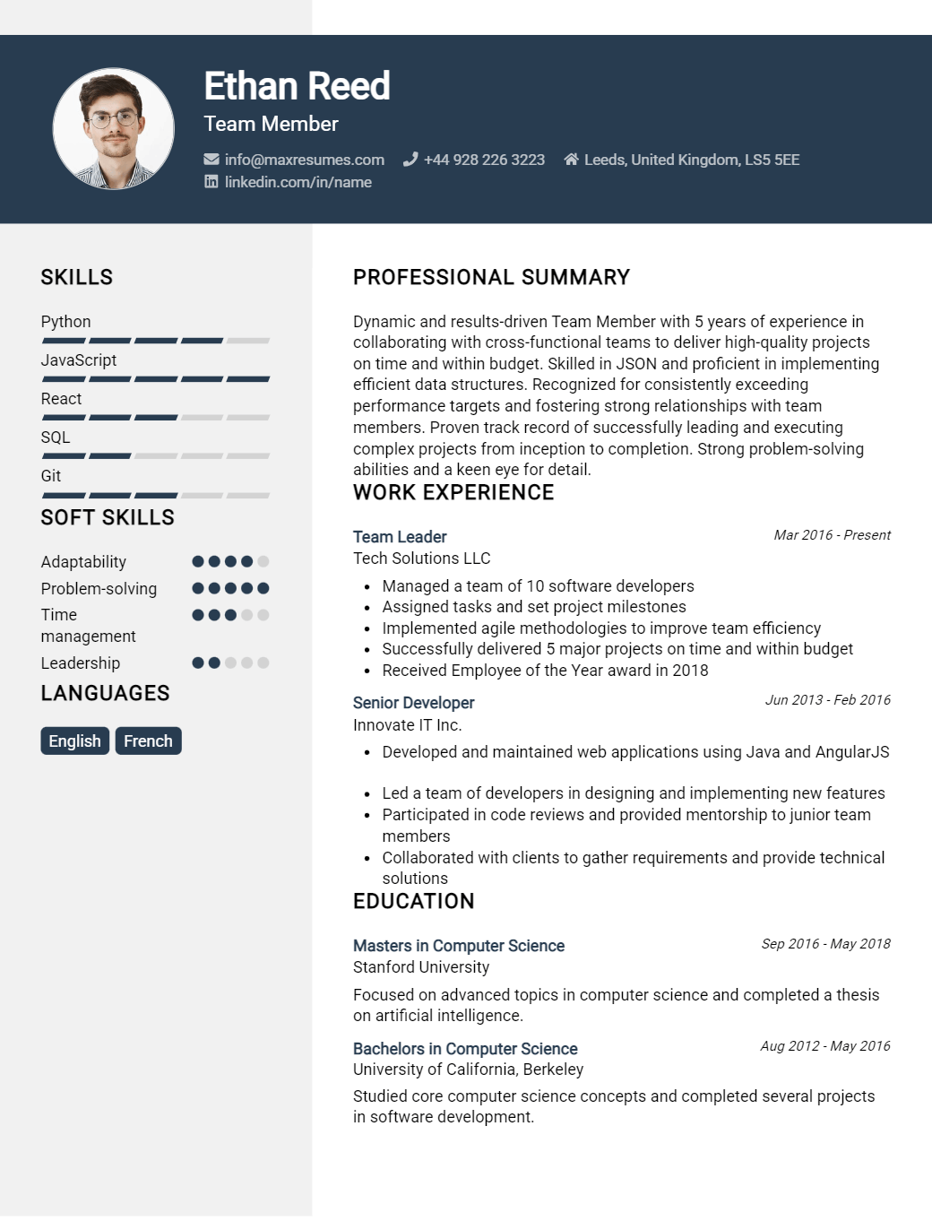 team-member-resume-sample