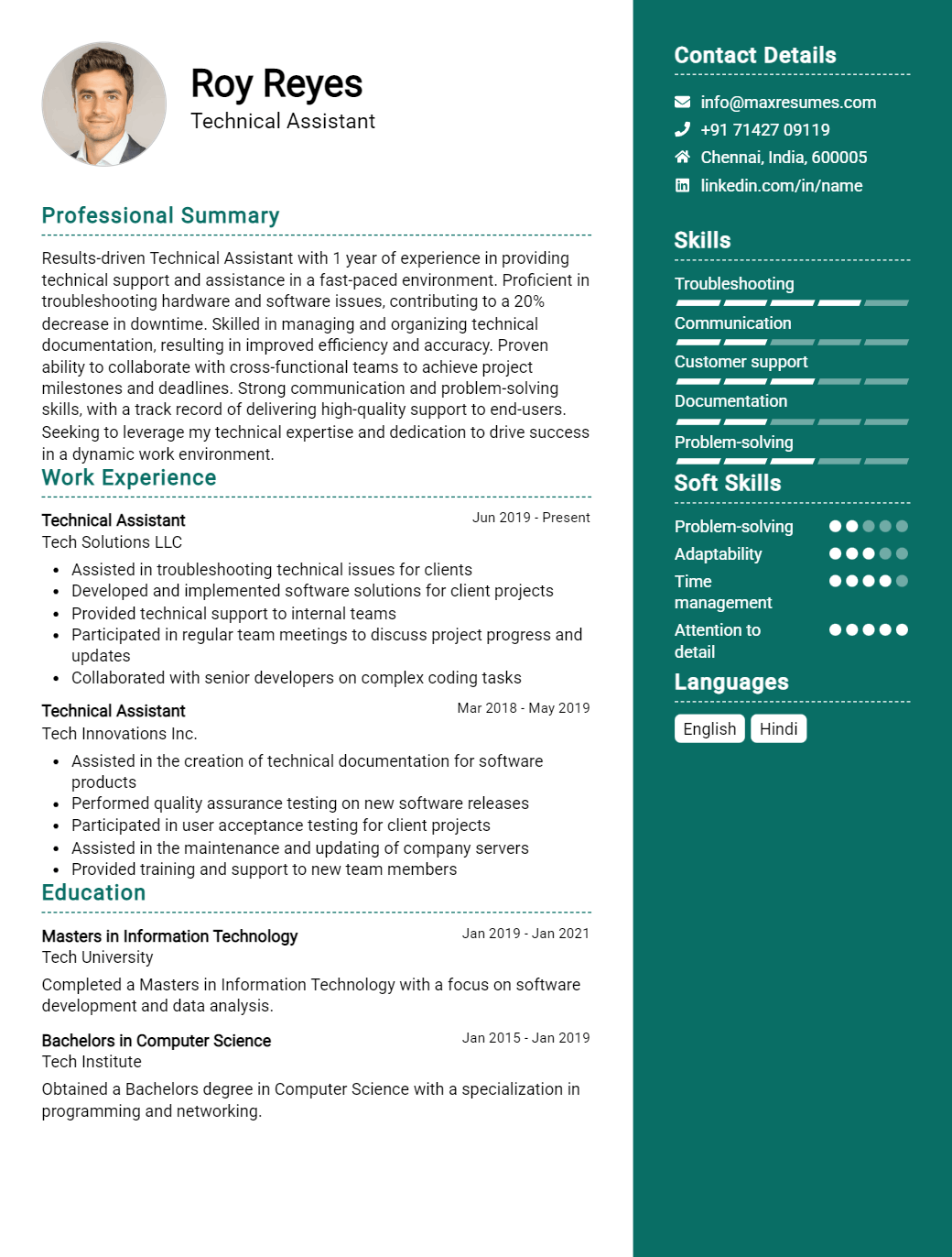 technical-assistant-resume-sample