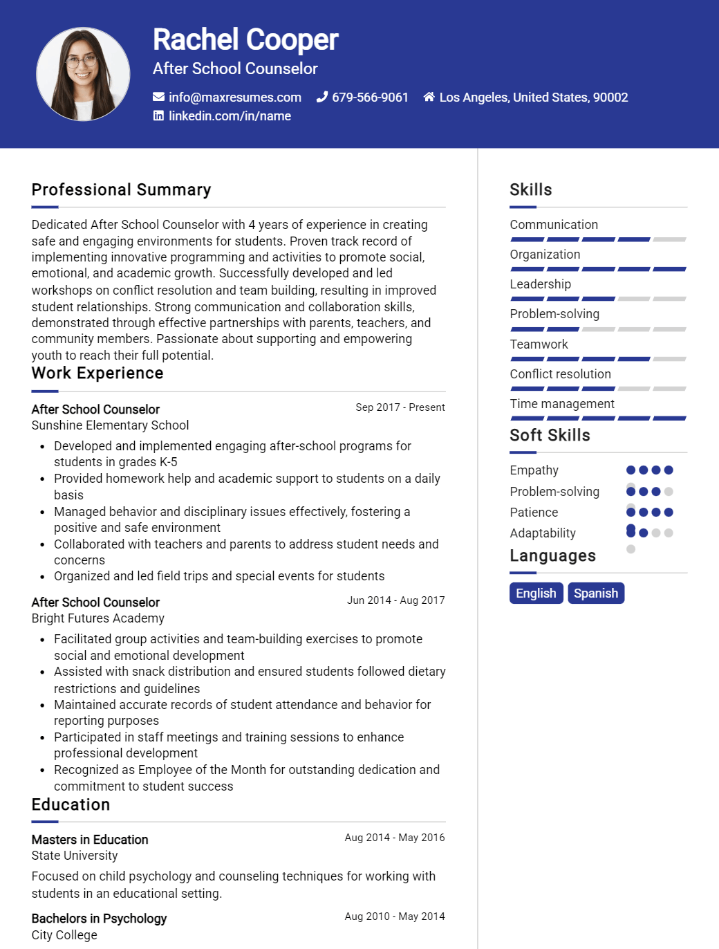 after-school-counselor-resume-sample