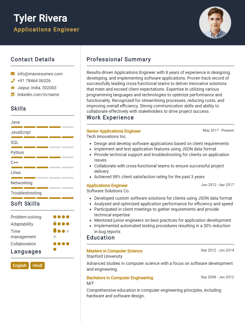 applications-engineer-resume-sample
