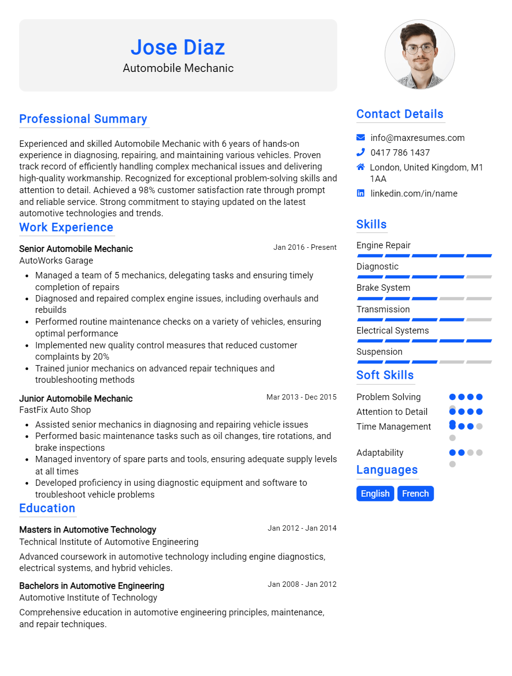 automobile-mechanic-resume-sample